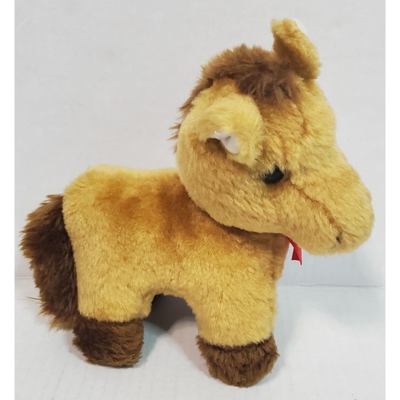 Brooklyn Doll Toy Horse Pony Plush Brown With Red Bow Stuffed Animal Toy 9" - Picture 1 of 6